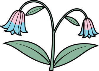 Virginia Bluebells Botanical Illustration. Realistic Virginia Bluebells Flower Artwork. Elegant Virginia Bluebells Bloom Design. Isolated Virginia Bluebells Plant Drawing. Decorative Virginia Bluebell