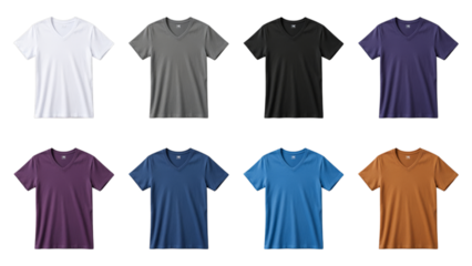 Purple V-Neck T-Shirt with Transparent Background, Flat Design Element for Branding
