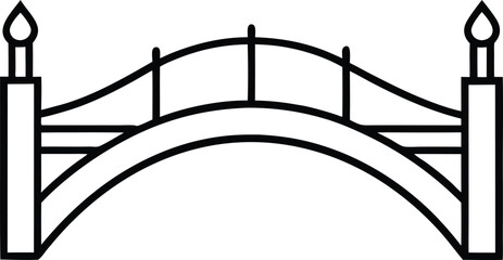 minimalist riverside pedestrian bridge illustration on transparent