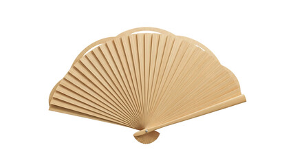 Light beige wooden hand fan, open