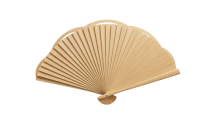 Light beige wooden hand fan, open