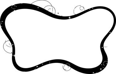 Whimsical black and white decorative frame with swirling accents and subtle starry details, perfect for unique invitations or creative projects