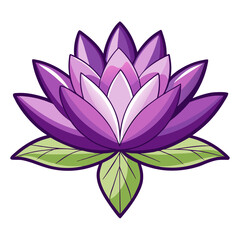 nymphaea alba purple  line art flower vector on white background