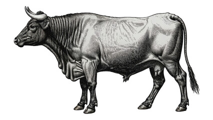 White Bull Illustration with Transparent Background, 3D Realism Design Element