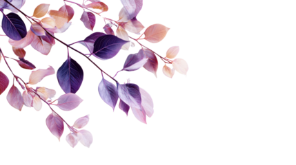 Artistic Purple and Pink Leaves Branch on white Background – Botanical Aesthetic