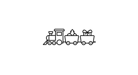 Fototapeta premium Toy train with presents and gifts in flat vector style for Christmas 