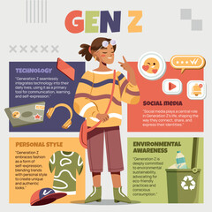 Hand Drawn Flat Composition for Generation Z Infographics