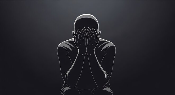 Man hides his face.