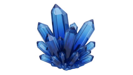 A cluster of vibrant,  faceted, blue crystals