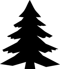 Obraz premium Striking black silhouette of a classic fir tree, perfect for nature, winter, and holiday designs adding a touch of evergreen elegance