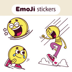 Fototapeta premium Collection of expressive and humorous cartoon emojis with animated effects perfect for digital communication and creative projects featuring vibrant colors and playful designs