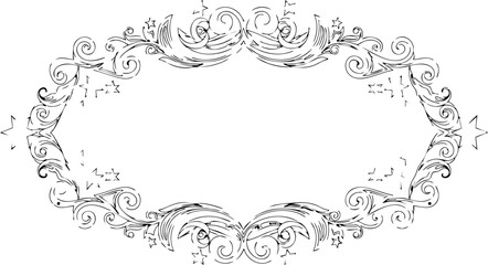 Elegant ornate decorative flourish frame for invitations, certificates, and professional designs creating a touch of vintage sophistication and timeless beauty.