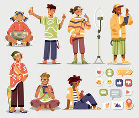 Flat Design Illustrations of Gen Z Lifestyle Element Collection