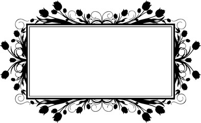 Elegant floral ornate rectangular frame design for invitations announcements and decorative projects offering sophisticated vintage charm and timeless beauty