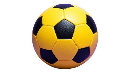 Yellow and Blue Soccer Ball on Transparent Background, 3D Realistic Design Element