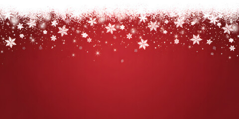 A red background with white snowflakes and stars falling from the top in a festive holiday style abstract wallpaper