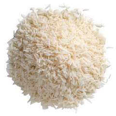  Fresh cooked white basmati rice on white background