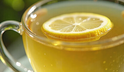 Refreshing Lemon Tea in a Glass Cup