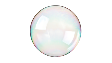 Large, perfect soap bubble, iridescent colors