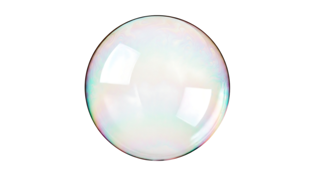 Large, perfect soap bubble, iridescent colors