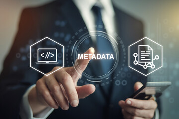 Metadata management concept using digital technology for business data information storage system