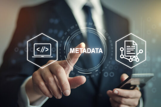 Metadata management concept using digital technology for business data information storage system - Powered by Adobe