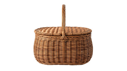 Oval wicker picnic basket with lid