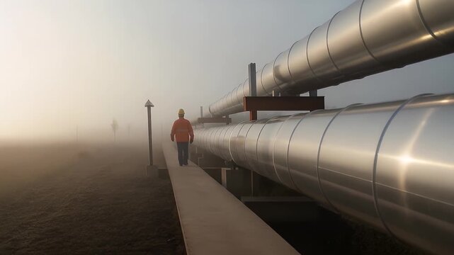 Pipeline with gas or oil. Oil or Gas transportation.