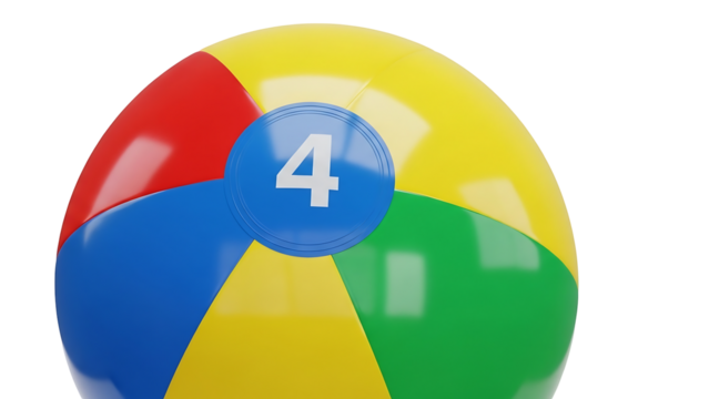 Colorful beach ball, four-sectioned, number 4