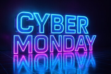 Cyber Monday Flash Sale Glowing Text Banner