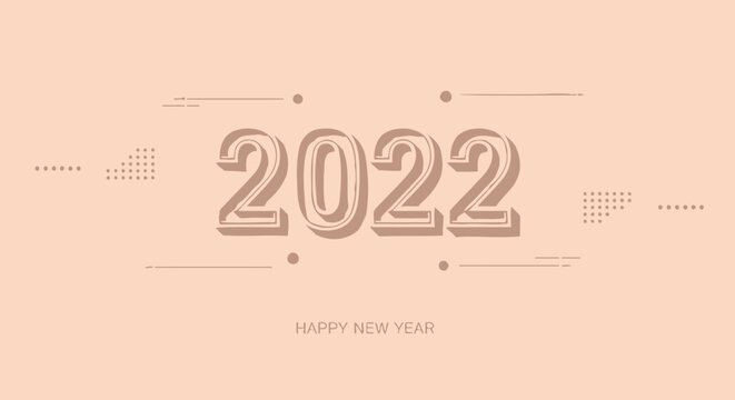 Elegant 2022 New Year's greeting design featuring stylized numbers and minimalist aesthetic.
