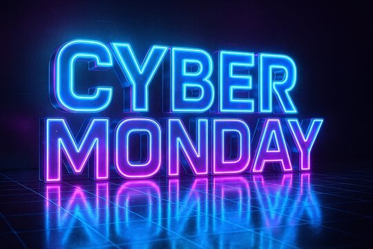 Cyber Monday Flash Sale Glowing Text Banner