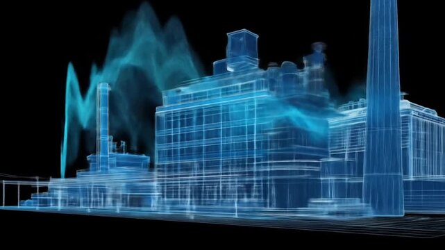 Abstract industrial complex outline