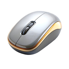 3D Rendered Silver and Gold Computer Mouse on Black Background Keywords: computer mouse, computer