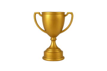 Golden Triumph: A meticulously rendered, gleaming golden trophy stands as a symbol of victory and accomplishment, perfect for conveying a message of success and achievement.