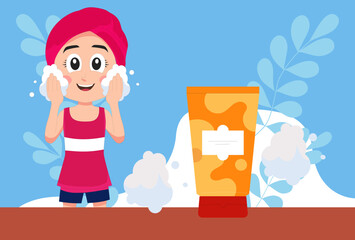 Cleansing Foam Concept Illustration Vector Style