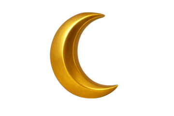 Golden Crescent: A radiant, gilded crescent moon shines with celestial allure, presenting a clean, isolated image that captivates with its simplicity and elegance.