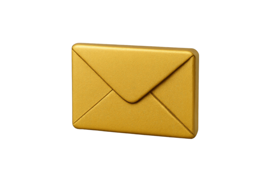 Golden Envelope: A polished, elegant golden envelope, radiating sophistication and signifying important communication, invitations, or valuable information.