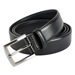 Black leather belt isolated on transparent background
