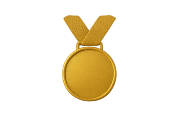 Golden Medal of Glory: A solitary golden medal with ribbon, meticulously crafted and perfectly rendered, gleams with an air of prestige and accomplishment. The image.