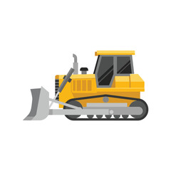 yellow bulldozer isolated on white