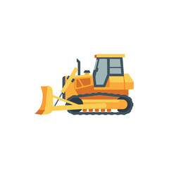 yellow bulldozer isolated on white