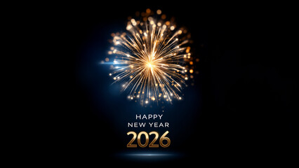 Fototapeta premium Goldenes Feuerwerk mit leuchtender 2026 und 