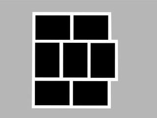 Blank photo frame, vector collage template layout of seven photo frames	