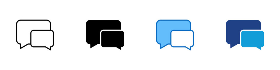 Naklejka premium Chat Bubble Multiple Style Icon Design Vector - Two overlapping speech bubbles representing communication or live chat