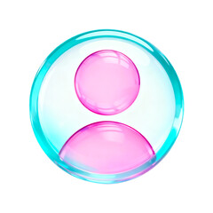 Neon Glass Avatar Icon – Isolated PNG User Symbol