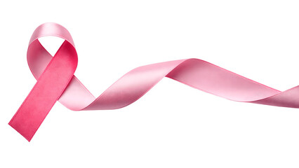 Pink ribbon isolated on transparent background symbolizes breast cancer