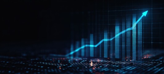 The Rising Arrow Over Digital Bar Chart Showing Financial Growth and Data Analytics