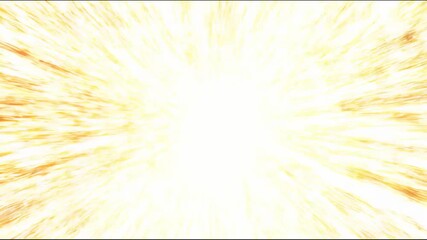 An abstract sphere radiates light and energy beams, then the image shifts to a bright golden explosion - Powered by Adobe