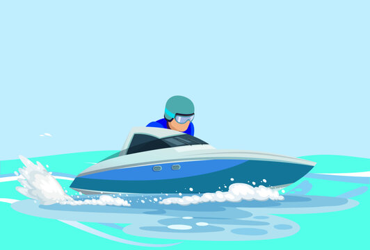 Powerboat Racing Concept Illustration Vector Style